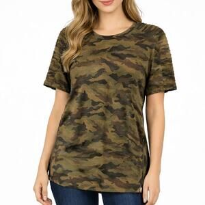 Brooklyn Cloth Camo Long Moto Top with Zipper Sides XL